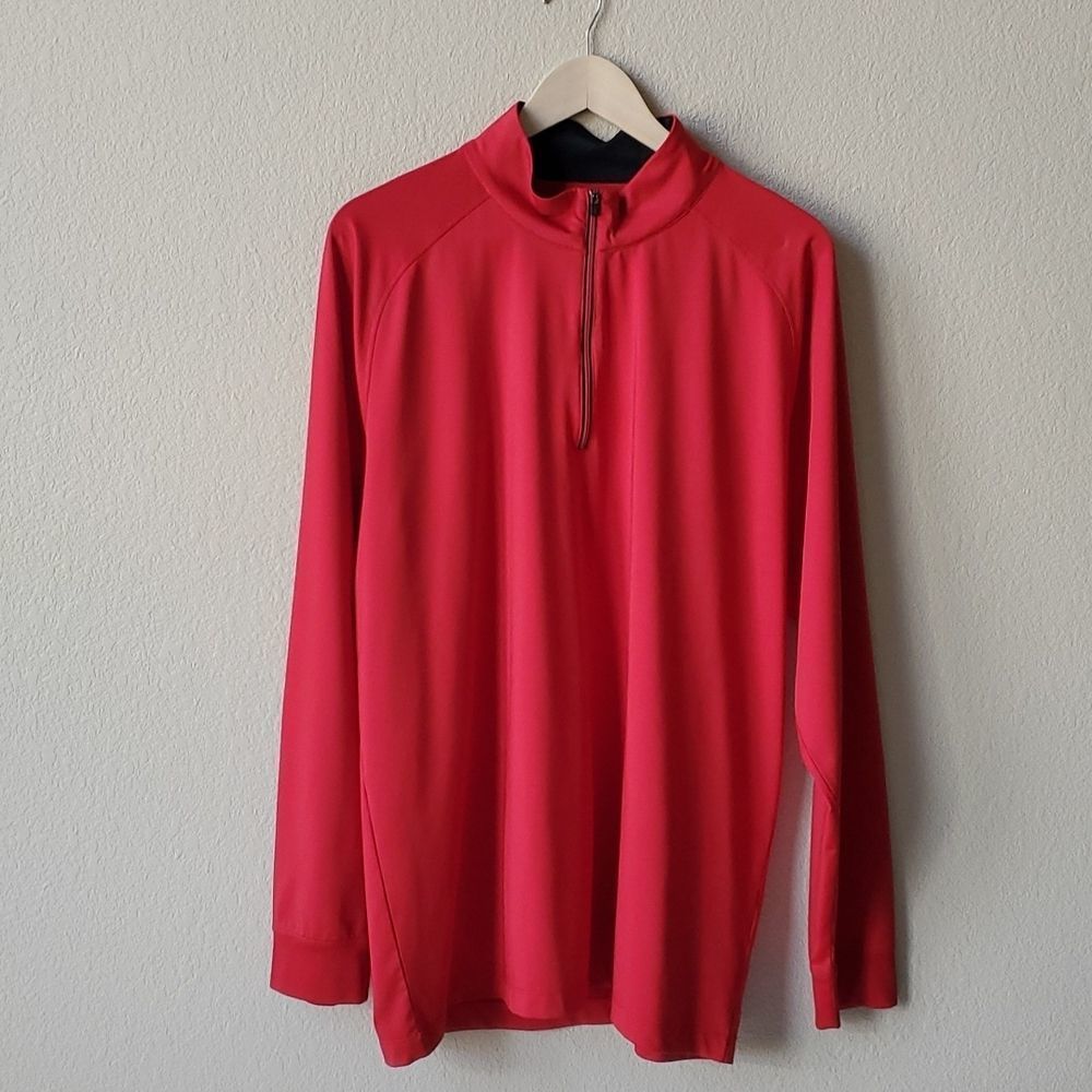 CLEARANCE! Greg Norman Play Dry red long sleeve athletic top quarter zip shirt L
